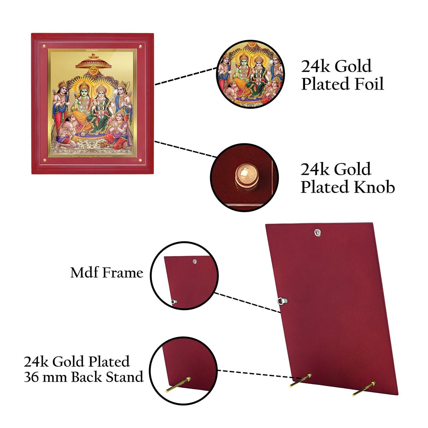 Diviniti 24K Gold Plated Ram Darbar Photo Frame For Home Decor Showpiece, Wall Hanging Decor, Puja & Gift (36.5 CM X 30.5 CM)