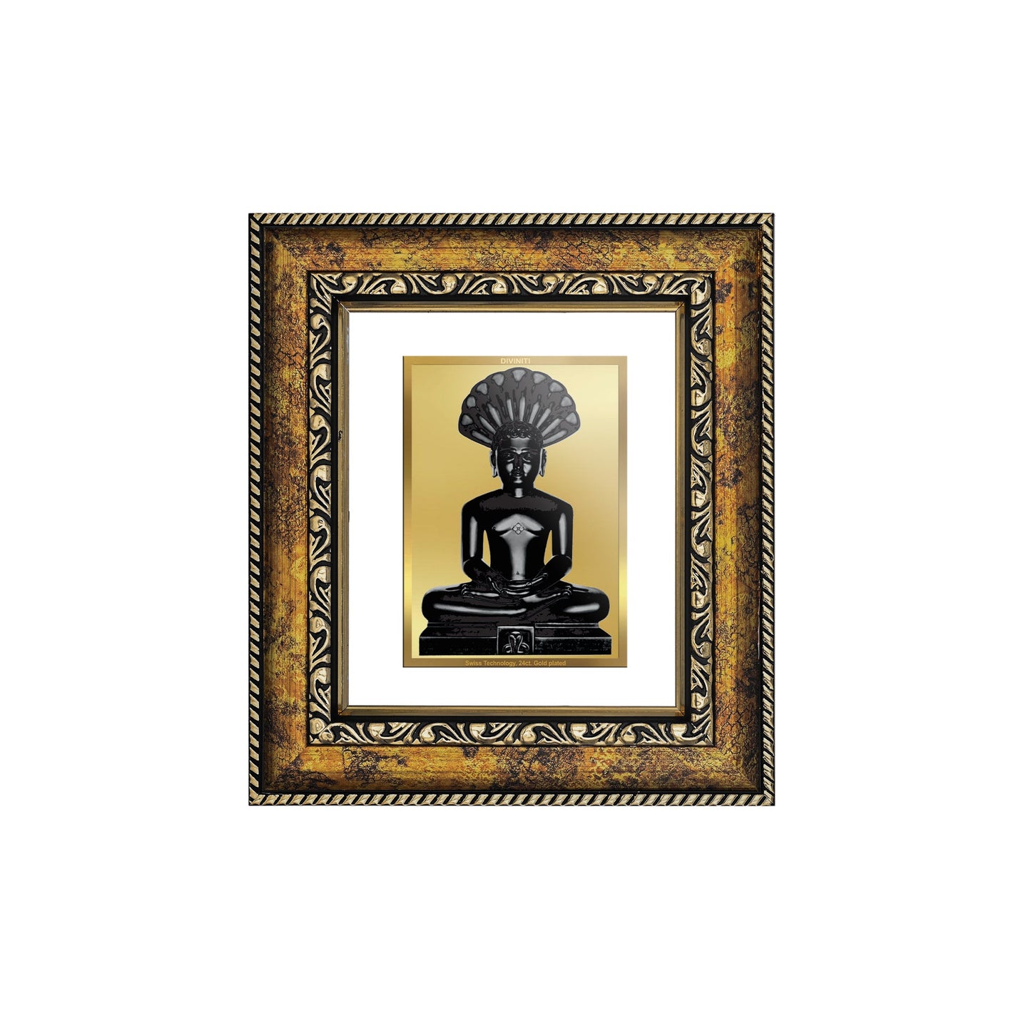 DIVINITI Parshvanatha Gold Plated Wall Photo Frame, Table Decor| DG Frame 113 Size 1 and 24K Gold Plated Foil (17.5 CM X 16.5 CM)