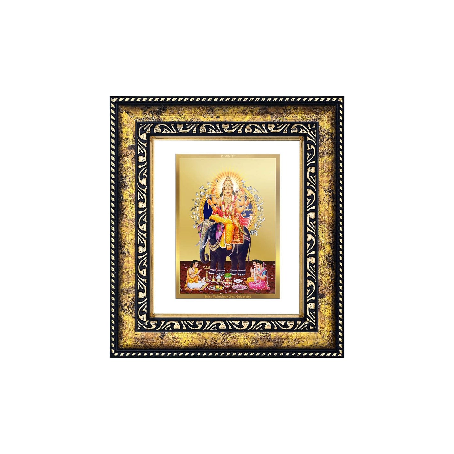 DIVINITI Vishwakarma Gold Plated Wall Photo Frame, Table Decor| DG Frame 113 Size 2 and 24K Gold Plated Foil (23.5 CM X 19.5 CM)