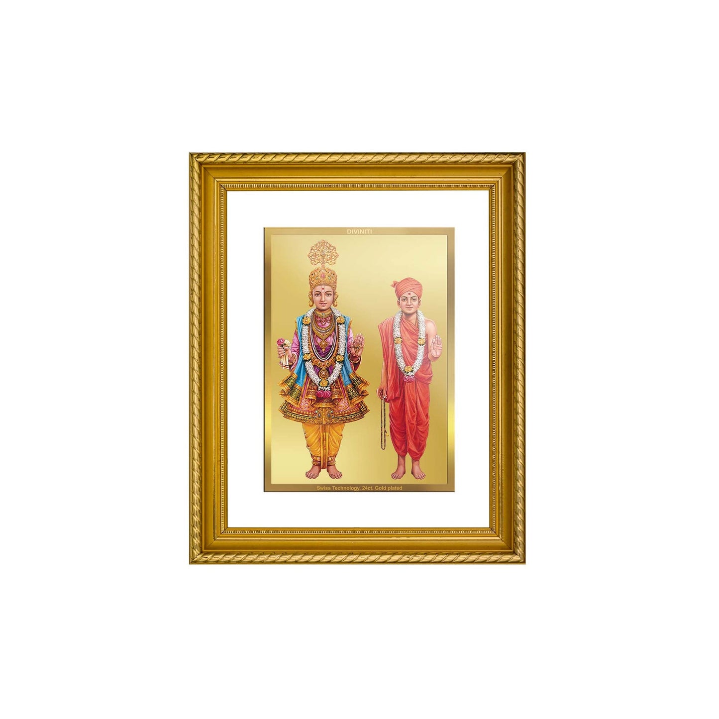 DIVINITI Swaminarayan Gold Plated Wall Photo Frame, Table Decor| DG Frame 113 Size 2 and 24K Gold Plated Foil (23.5 CM X 19.5 CM)