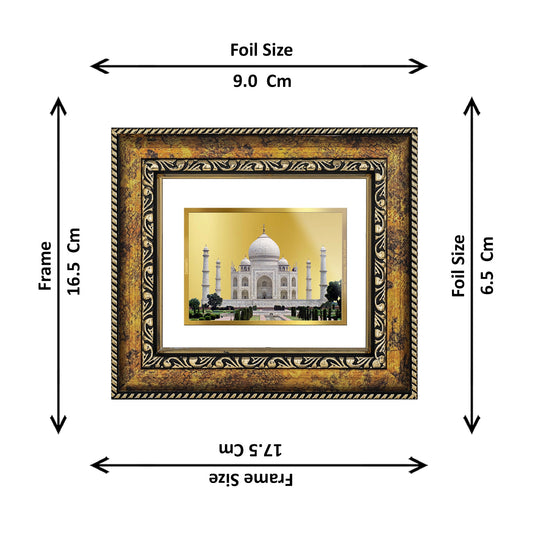 DIVINITI Taj Mahal Gold Plated Wall Photo Frame, Table Decor| DG Frame 113 Size 1 and 24K Gold Plated Foil (17.5 CM X 16.5 CM)