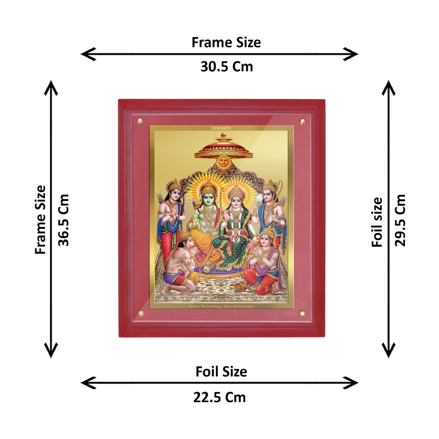 Diviniti 24K Gold Plated Ram Darbar Photo Frame For Home Decor Showpiece, Wall Hanging Decor, Puja & Gift (36.5 CM X 30.5 CM)