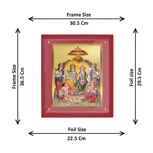 Diviniti 24K Gold Plated Ram Darbar Photo Frame For Home Decor Showpiece, Wall Hanging Decor, Puja & Gift (36.5 CM X 30.5 CM)