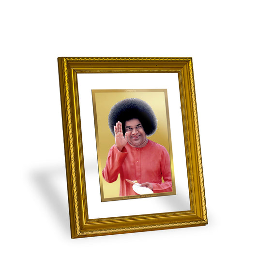 DIVINITI Satya Sai Gold Plated Wall Photo Frame, Table Decor| DG Frame 056 Size 3 and 24K Gold Plated Foil (28 CM X 23 CM)