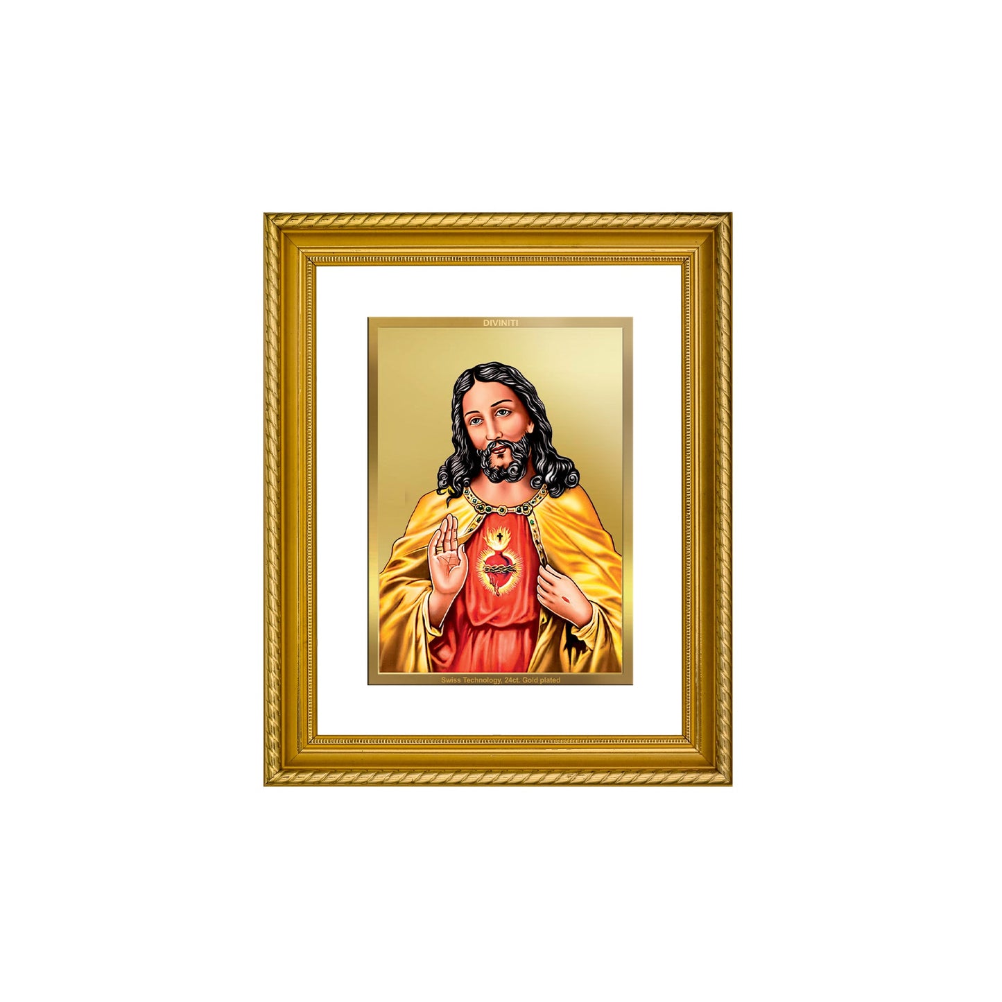 DIVINITI Jesus Gold Plated Wall Photo Frame, Table Decor| DG Frame 056 Size 2.5 and 24K Gold Plated Foil (28 CM X 23 CM)