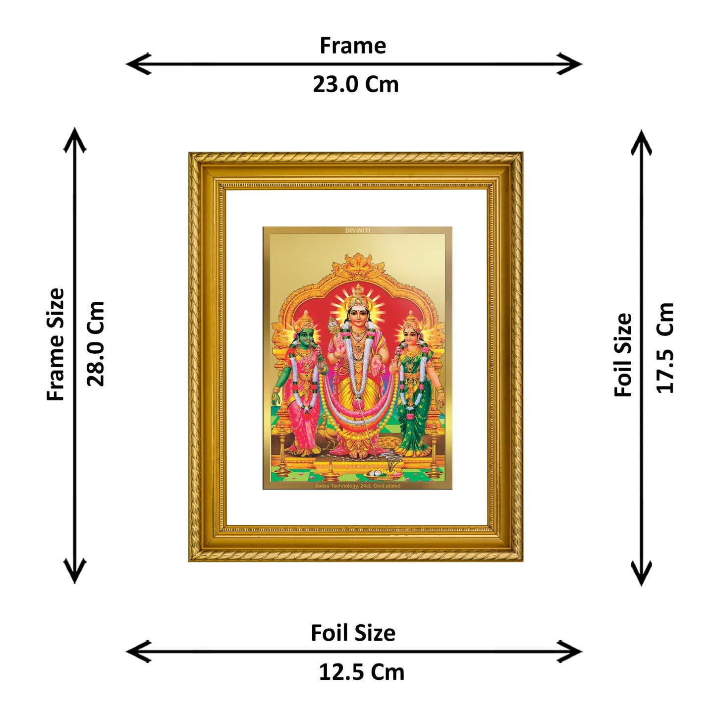 DIVINITI Murugan Valli Gold Plated Wall Photo Frame, Table Decor| DG Frame 056 Size 2.5 and 24K Gold Plated Foil (28 CM X 23 CM)