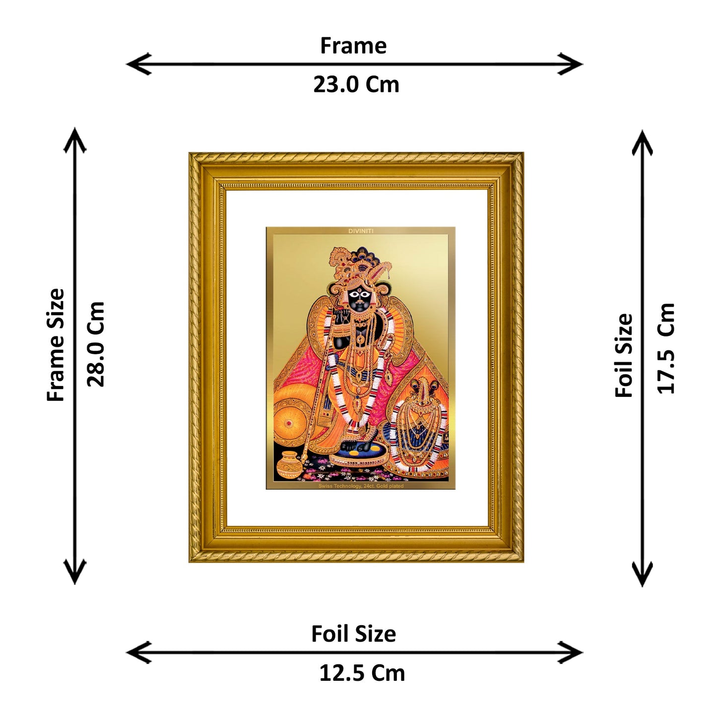 DIVINITI Bankey Bihari Gold Plated Wall Photo Frame, Table Decor| DG Frame 056 Size 2.5 and 24K Gold Plated Foil (28 CM X 23 CM)