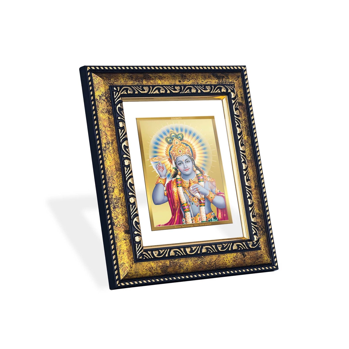 DIVINITI Vishnu Gold Plated Wall Photo Frame, Table Decor| DG Frame 113 Size 2 and 24K Gold Plated Foil (23.5 CM X 19.5 CM)