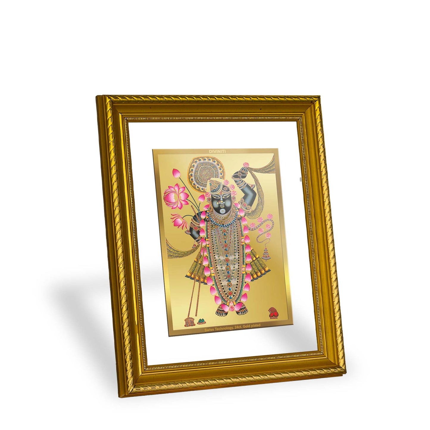 DIVINITI Shrinathji Gold Plated Wall Photo Frame, Table Decor| DG Frame 113 Size 2 and 24K Gold Plated Foil (23.5 CM X 19.5 CM)