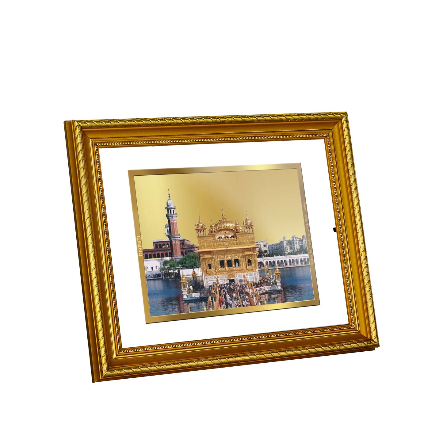 DIVINITI Golden Temple Gold Plated Wall Photo Frame, Table Decor| DG Frame 056 Size 2.5 and 24K Gold Plated Foil (28 CM X 23 CM)