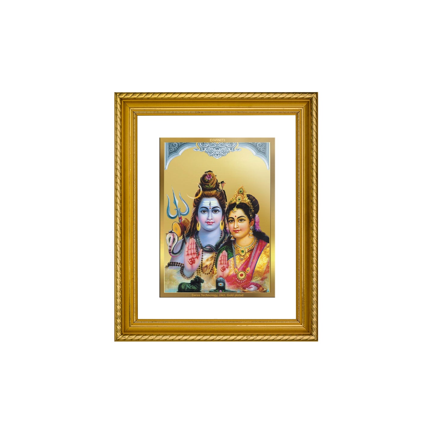 DIVINITI Shiva Parvati Gold Plated Wall Photo Frame, Table Decor| DG Frame 056 Size 2.5 and 24K Gold Plated Foil (28 CM X 23 CM)