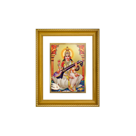 DIVINITI Saraswati Gold Plated Wall Photo Frame, Table Decor| DG Frame 056 Size 2.5 and 24K Gold Plated Foil (28 CM X 23 CM)