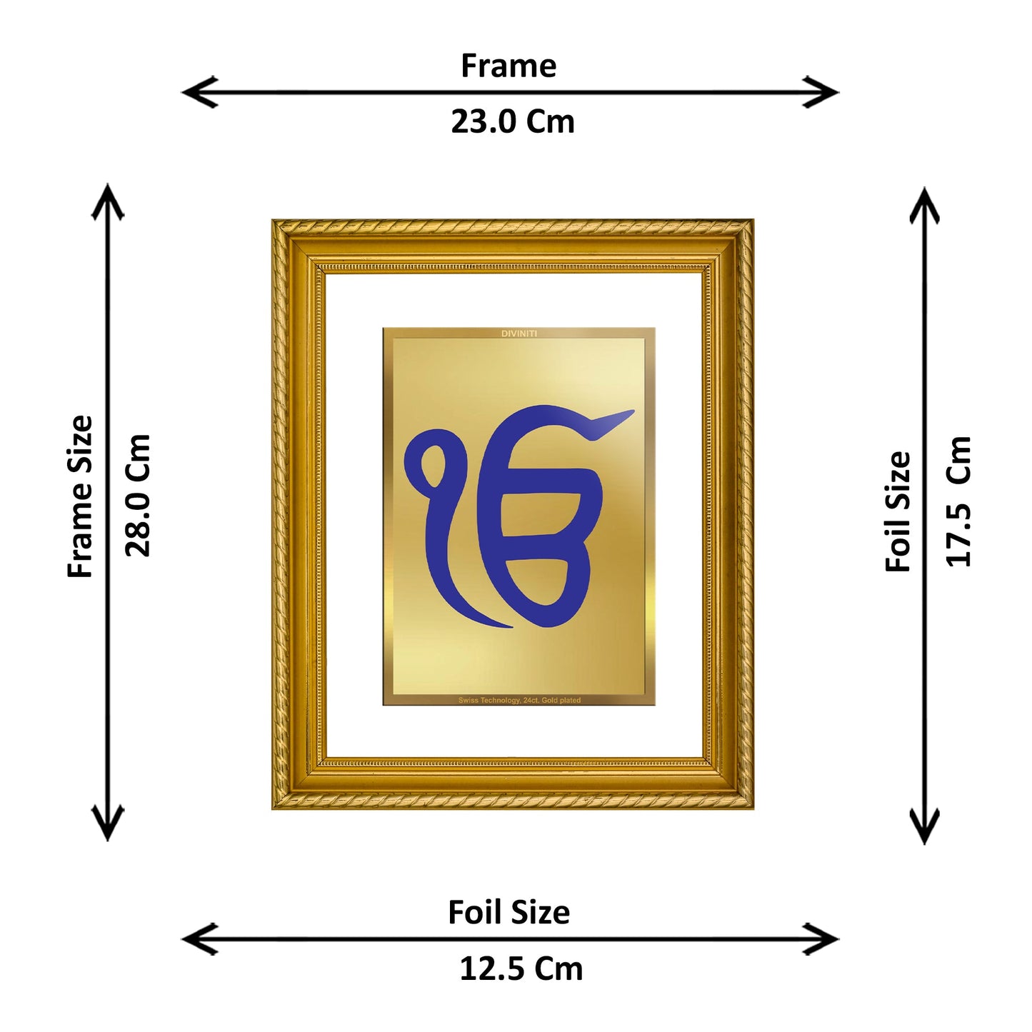 DIVINITI Ek Omkar Gold Plated Wall Photo Frame, Table Decor| DG Frame 056 Size 2.5 and 24K Gold Plated Foil (28 CM X 23 CM)