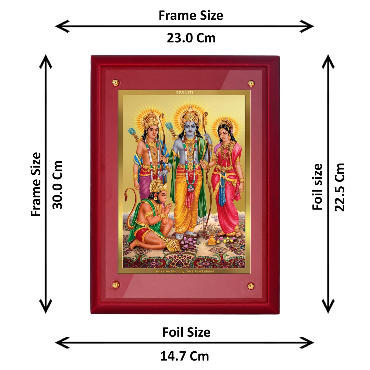 Diviniti 24K Gold Plated Ram Darbar Photo Frame For Home Decor, Table Decor, Wall Hanging, Puja Room, Worship & Gift (30 CM X 23 CM)