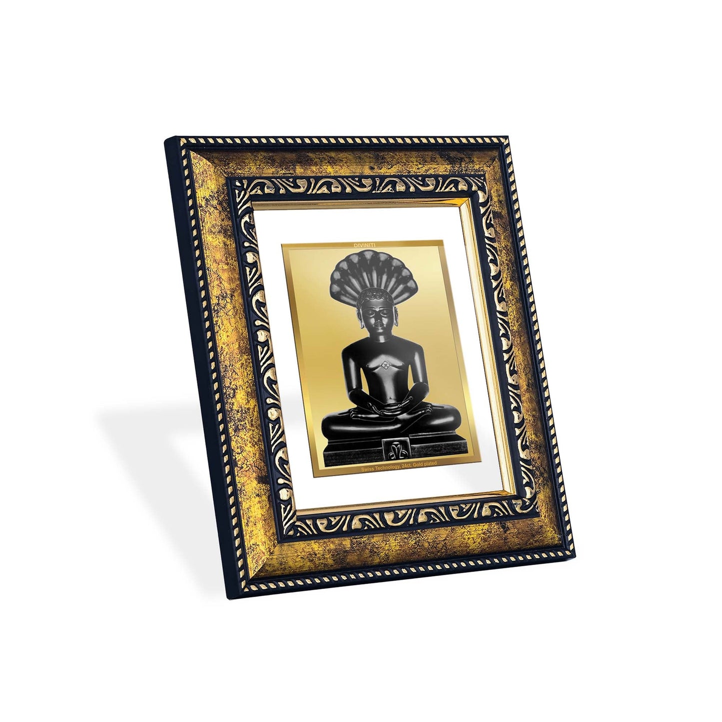 DIVINITI Parshvanatha Gold Plated Wall Photo Frame, Table Decor| DG Frame 113 Size 2 and 24K Gold Plated Foil (23.5 CM X 19.5 CM)