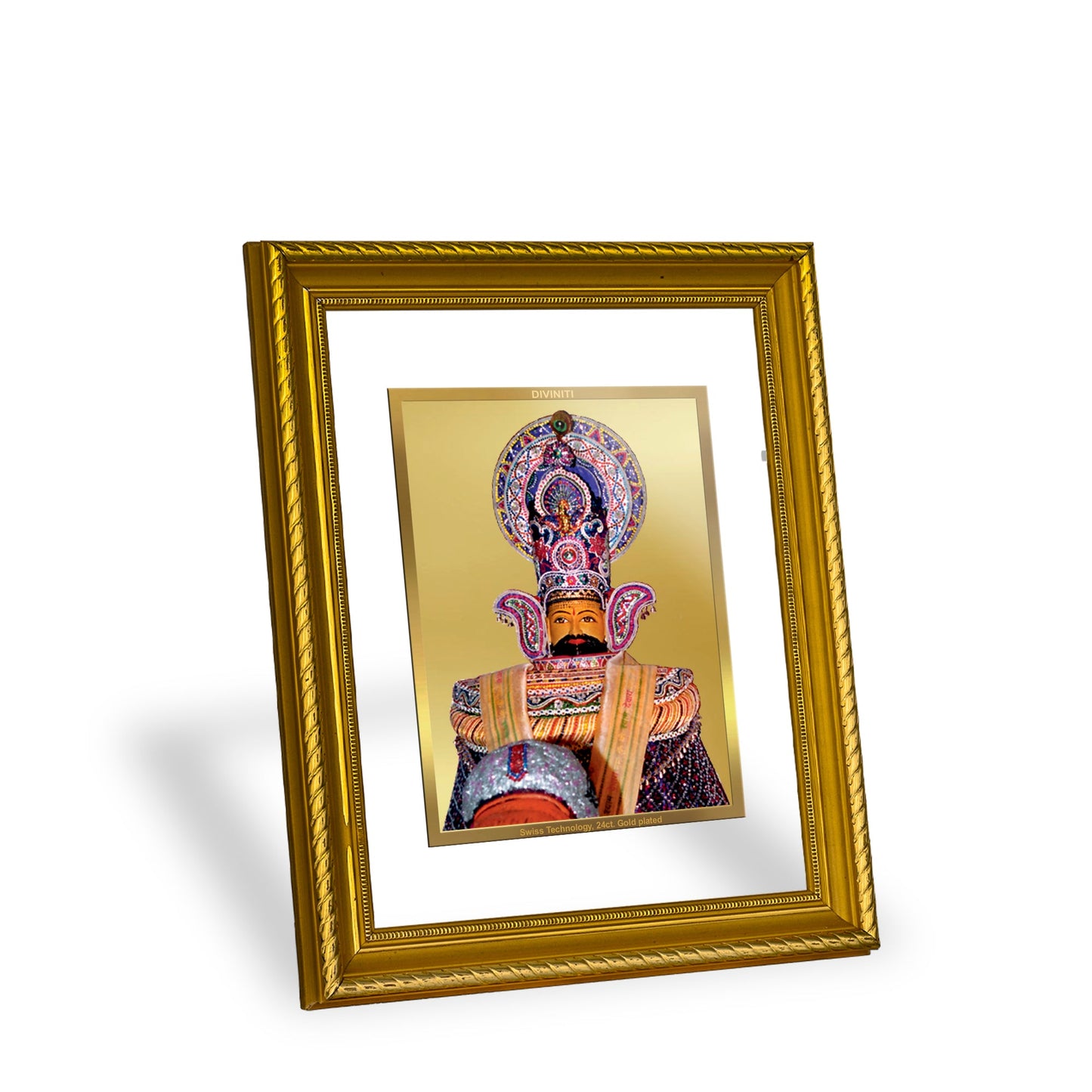 DIVINITI Khatu Shyam Gold Plated Wall Photo Frame, Table Decor| DG Frame 056 Size 2.5 and 24K Gold Plated Foil (28 CM X 23 CM)