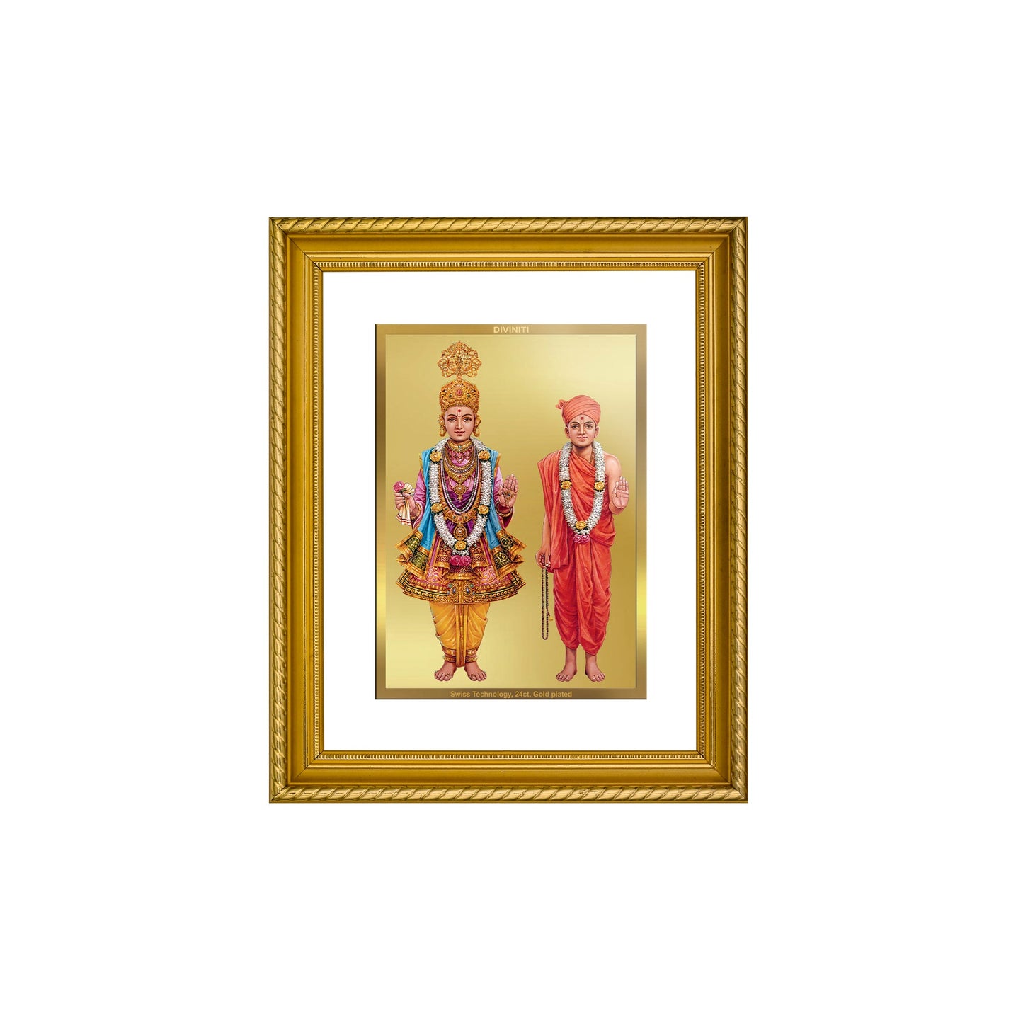 DIVINITI Swaminarayan Gold Plated Wall Photo Frame, Table Decor| DG Frame 056 Size 2.5 and 24K Gold Plated Foil (28 CM X 23 CM)