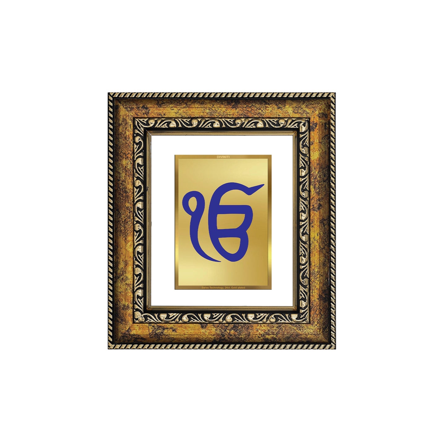 DIVINITI Ek Omkar Gold Plated Wall Photo Frame, Table Decor| DG Frame 113 Size 1 and 24K Gold Plated Foil (17.5 CM X 16.5 CM)