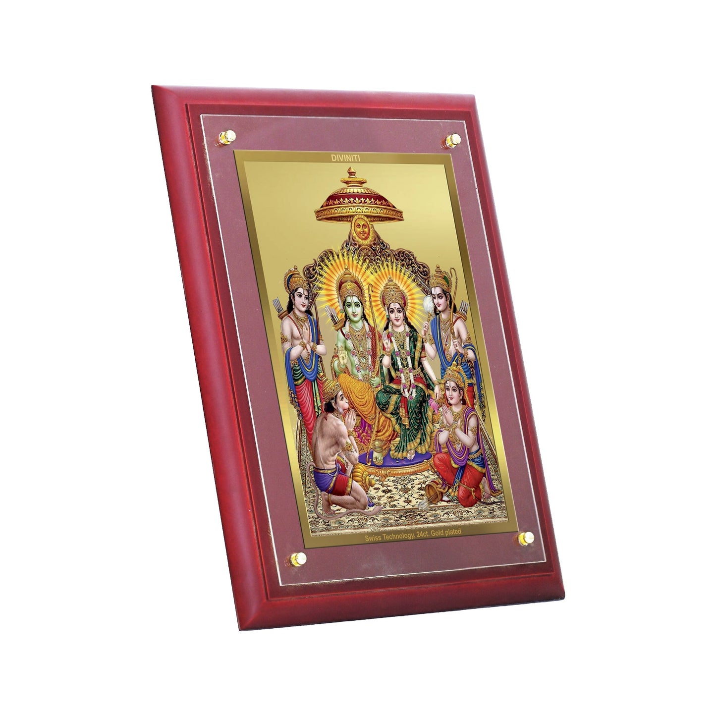 Diviniti 24K Gold Plated Ram Darbar Photo Frame For Home Decor, Table Decor, Wall Hanging Decor, Puja Room & Gift (30 CM X 23 CM)