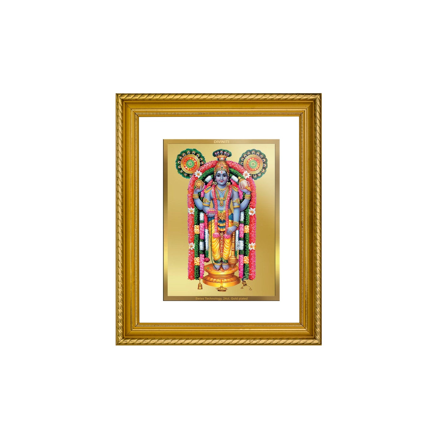 DIVINITI Guruvayurappan Gold Plated Wall Photo Frame, Table Decor| DG Frame 056 Size 2.5 and 24K Gold Plated Foil(28 CM X 23 CM)