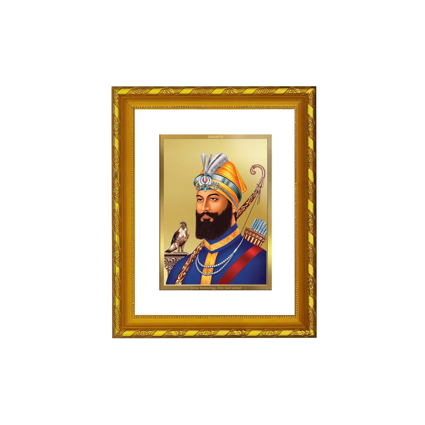 DIVINITI Guru Gobind Singh Gold Plated Wall Photo Frame, Table Décor| DG Frame 103 Size 2 and 24K Gold Plated Foil| Religious Photo Frame Idol, Gifts Items (21.5 X 17.5 CM)