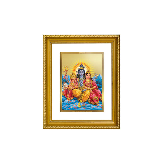 DIVINITI Shiva Parivar Gold Plated Wall Photo Frame, Table Decor| DG Frame 056 Size 2.5 and 24K Gold Plated Foil (28 CM X 23 CM)