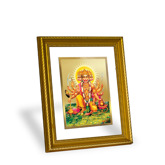 DIVINITI Panchmukhi Hanuman Gold Plated Wall Photo Frame, Table Decor| DG Frame 056 Size 2.5 and 24K Gold Plated Foil (28 CM X 23 CM)