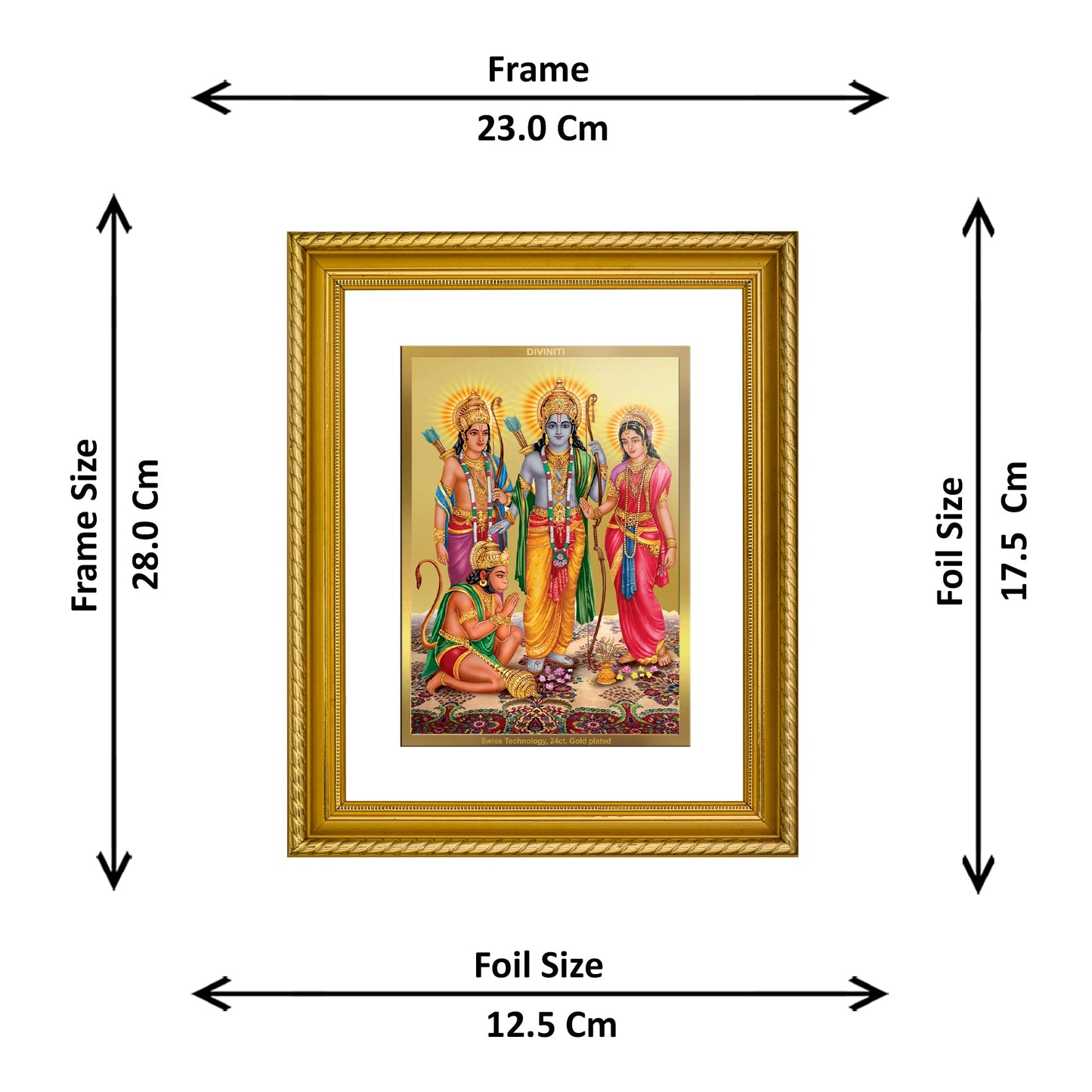 DIVINITI Ram Darbar Gold Plated Wall Photo Frame, Table Decor| DG Frame 056 Size 2.5 and 24K Gold Plated Foil (28 CM X 23 CM)