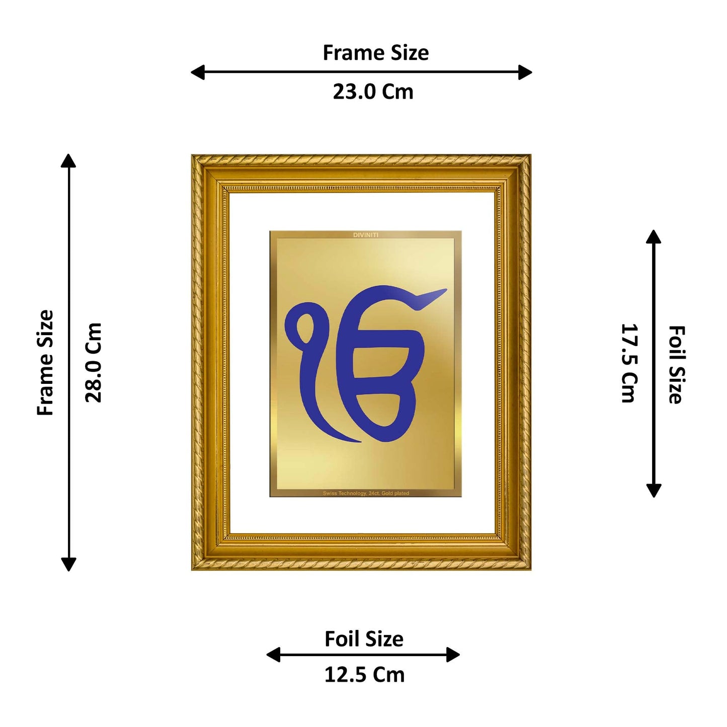 DIVINITI Ek Omkar Gold Plated Wall Photo Frame, Table Decor| DG Frame 056 Size 3 and 24K Gold Plated Foil (32.5 CM X 25.5 CM)