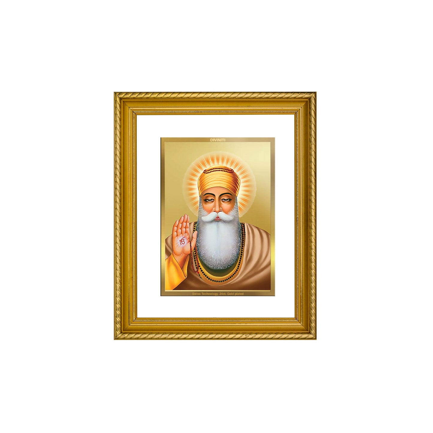 DIVINITI Guru Nanak Gold Plated Wall Photo Frame, Table Decor| DG Frame 056 Size 2.5 and 24K Gold Plated Foil (28 CM X 23 CM)