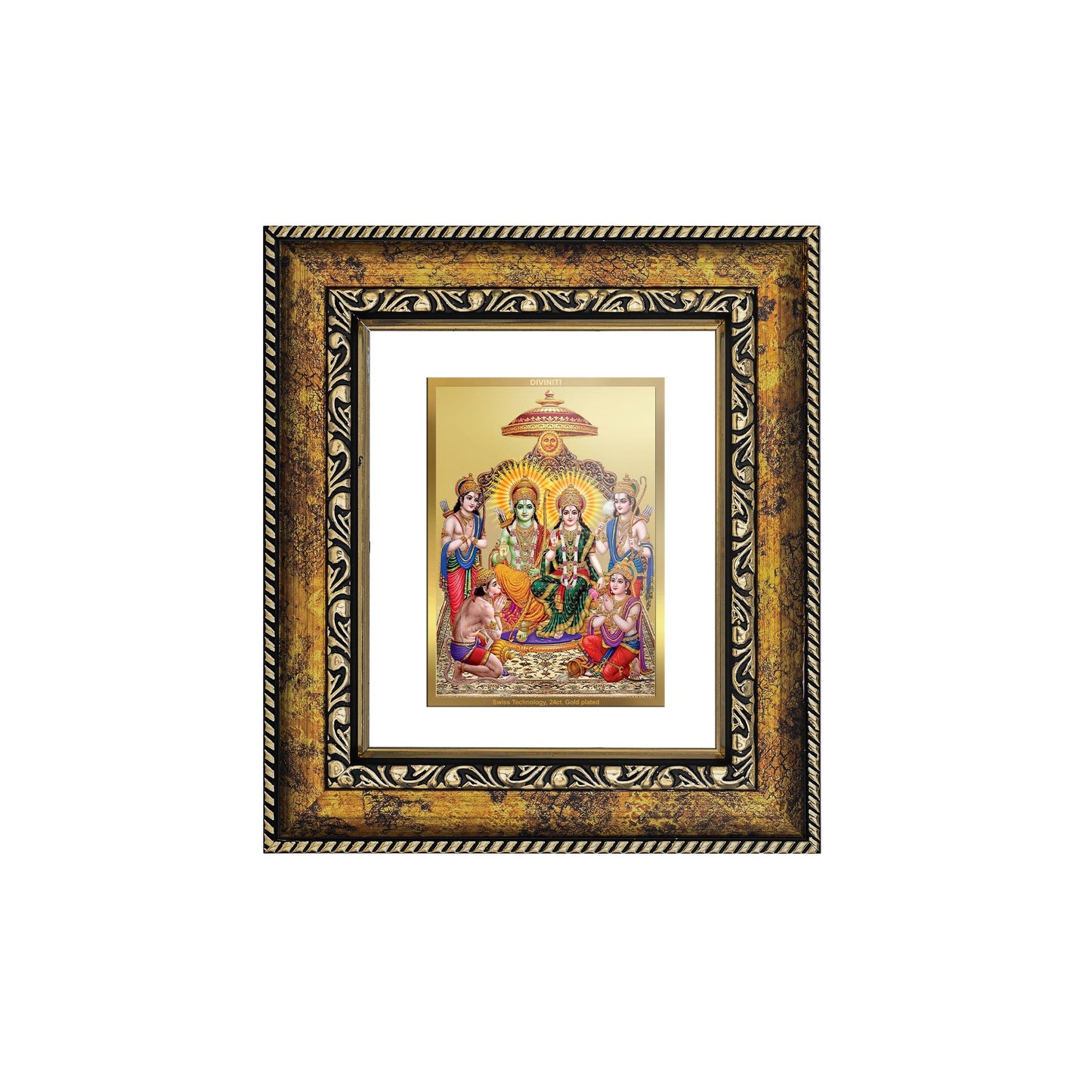 DIVINITI Ram Darbar Gold Plated Wall Photo Frame, Table Decor| DG Frame 113 Size 1 and 24K Gold Plated Foil (17.5 CM X 16.5 CM)