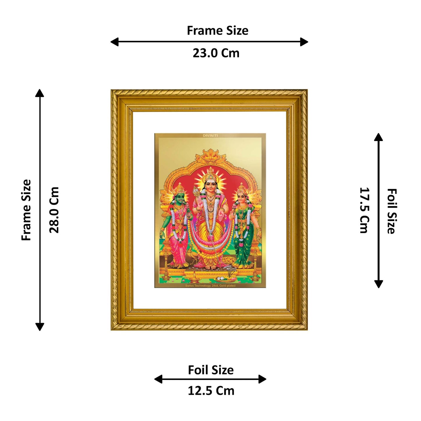 DIVINITI Murugan Valli Gold Plated Wall Photo Frame, Table Decor| DG Frame 056 Size 3 and 24K Gold Plated Foil (32.5 CM X 25.5 CM)