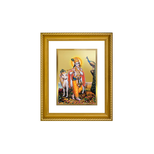 DIVINITI Lord Krishna Gold Plated Wall Photo Frame, Table Decor| DG Frame 056 Size 2.5 and 24K Gold Plated Foil (28 CM X 23 CM)