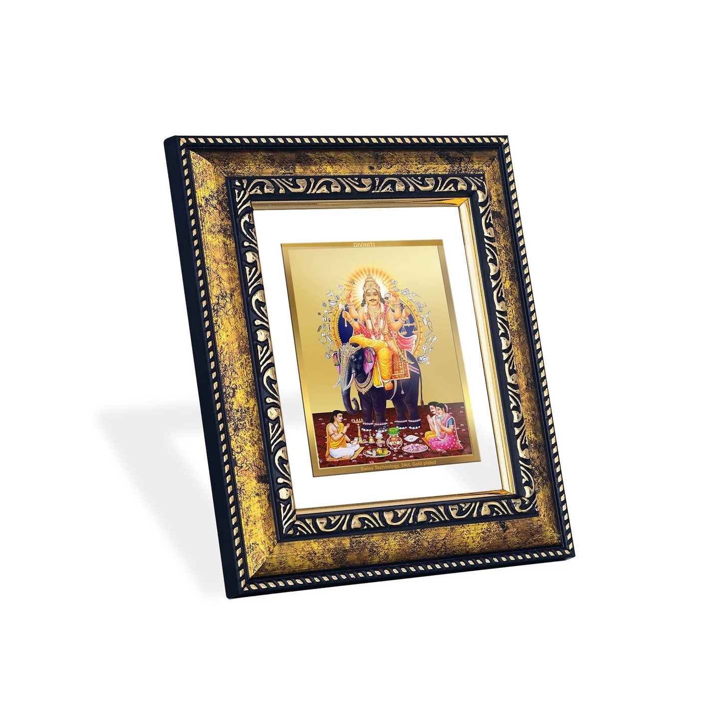 DIVINITI Vishwakarma Gold Plated Wall Photo Frame, Table Decor| DG Frame 113 Size 2 and 24K Gold Plated Foil (23.5 CM X 19.5 CM)