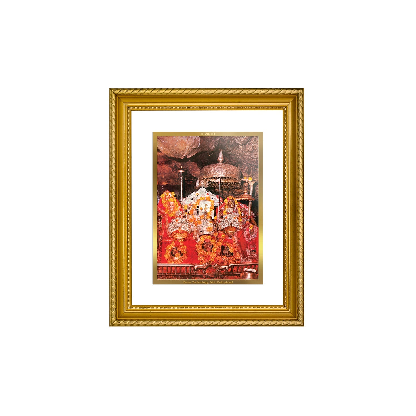 DIVINITI Mata Ka Darbar Gold Plated Wall Photo Frame, Table Decor| DG Frame 056 Size 2.5 and 24K Gold Plated Foil (28 CM X 23 CM)