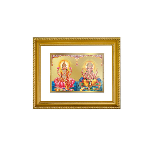 DIVINITI Lakshmi & Ganesha Gold Plated Wall Photo Frame, Table Decor| DG Frame 056 Size 2.5 and 24K Gold Plated Foil (28 CM X 23 CM)