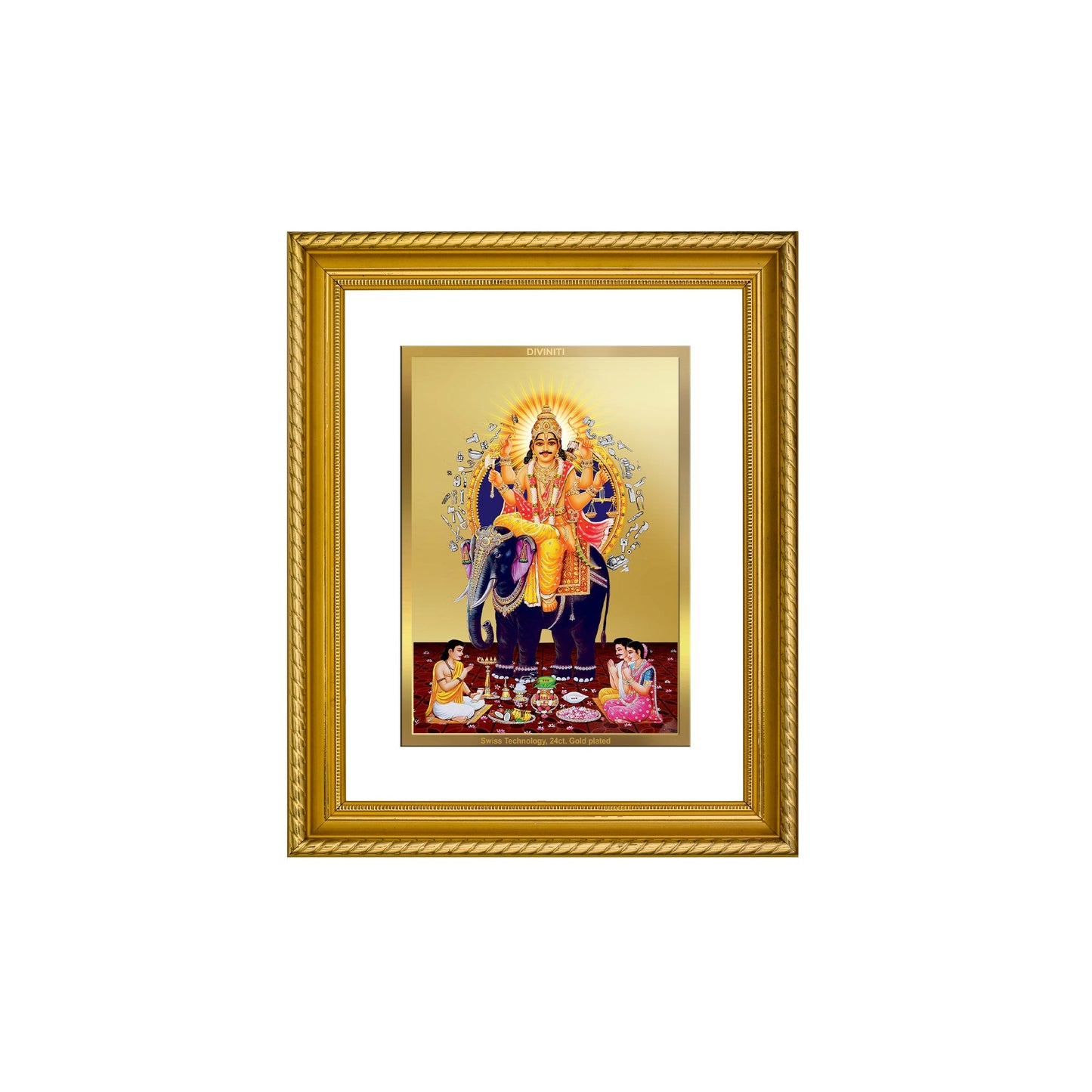 DIVINITI Vishwakarma Gold Plated Wall Photo Frame, Table Decor| DG Frame 056 Size 2.5 and 24K Gold Plated Foil (28 CM X 23 CM)