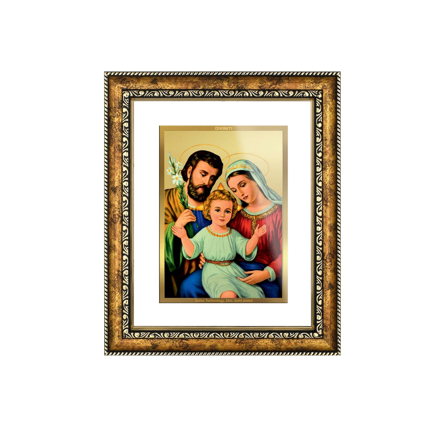 DIVINITI Holy Family Gold Plated Wall Photo Frame, Table Decor| DG Frame 113 Size 3 and 24K Gold Plated Foil (33.3 CM X 26 CM)