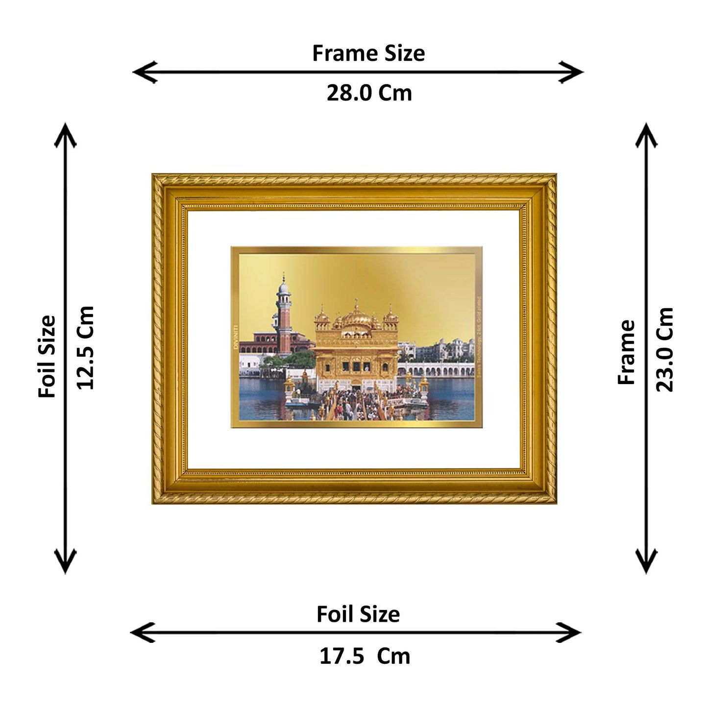 DIVINITI Golden Temple Gold Plated Wall Photo Frame, Table Decor| DG Frame 056 Size 3 and 24K Gold Plated Foil (32.5 CM X 25.5 CM)