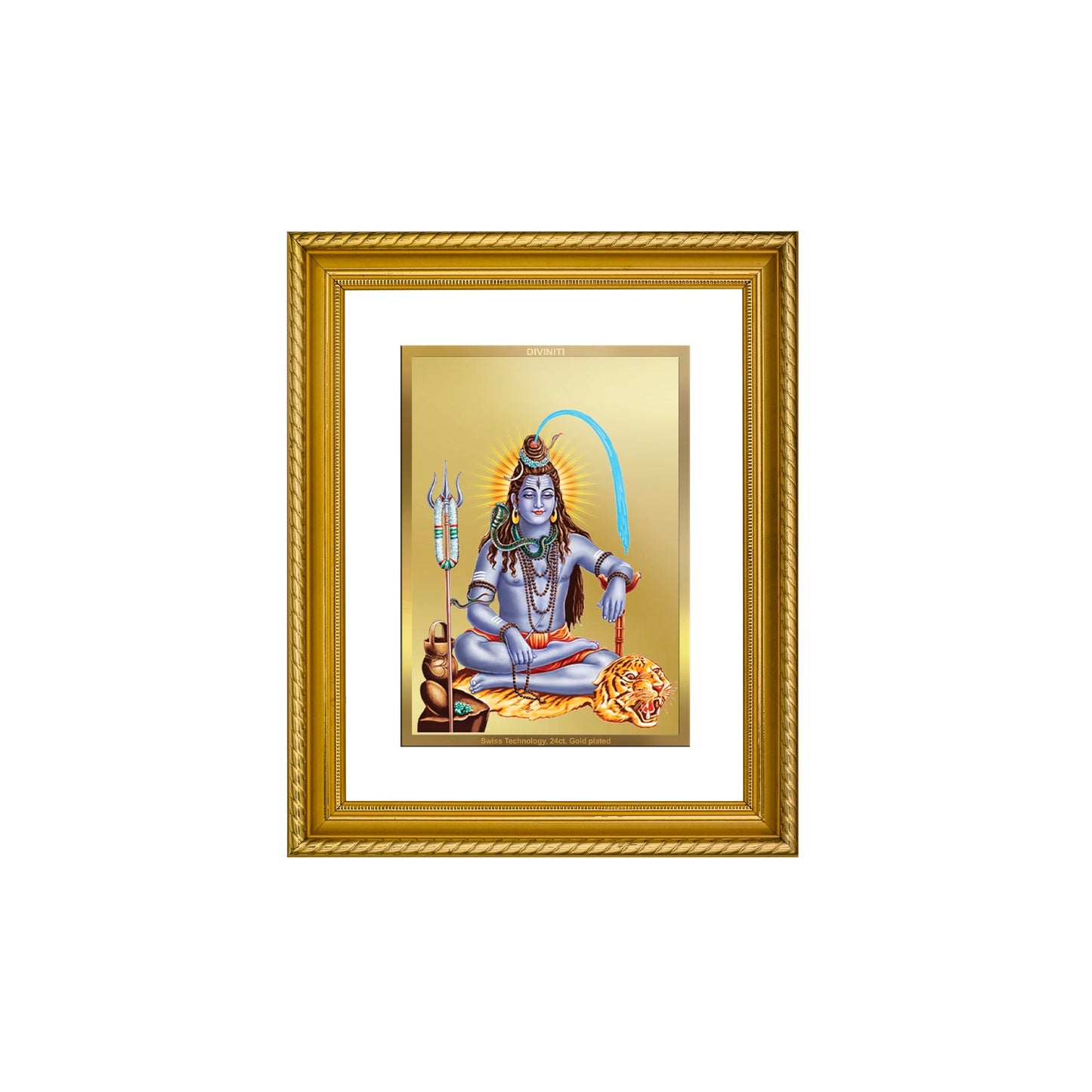 DIVINITI Shiva Gold Plated Wall Photo Frame, Table Decor| DG Frame 056 Size 2.5 and 24K Gold Plated Foil (28 CM X 23 CM)