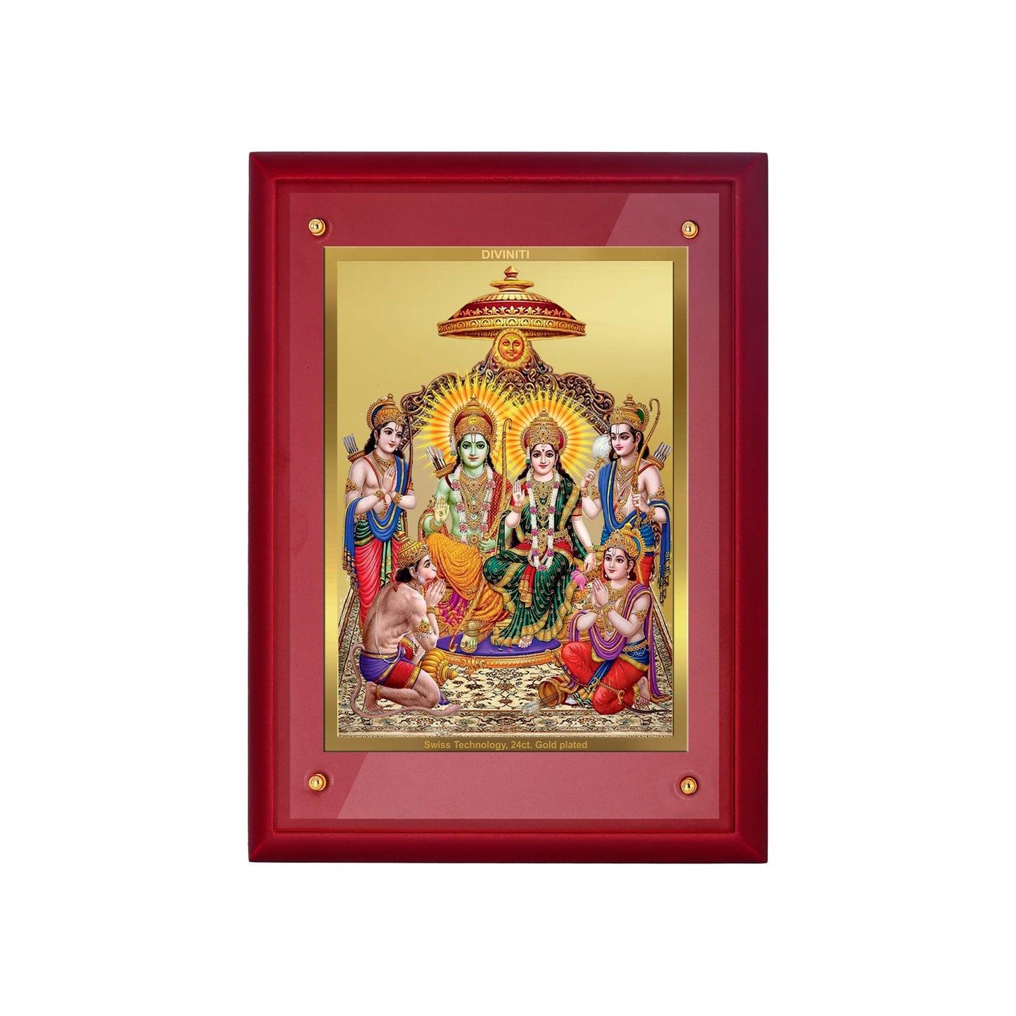 Diviniti 24K Gold Plated Ram Darbar Photo Frame For Home Decor, Table Decor, Wall Hanging Decor, Puja Room & Gift (30 CM X 23 CM)