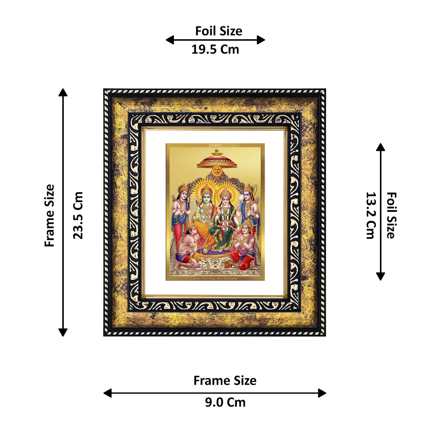 DIVINITI Ram Darbar Gold Plated Wall Photo Frame, Table Decor| DG Frame 113 Size 2 and 24K Gold Plated Foil (23.5 CM X 19.5 CM)