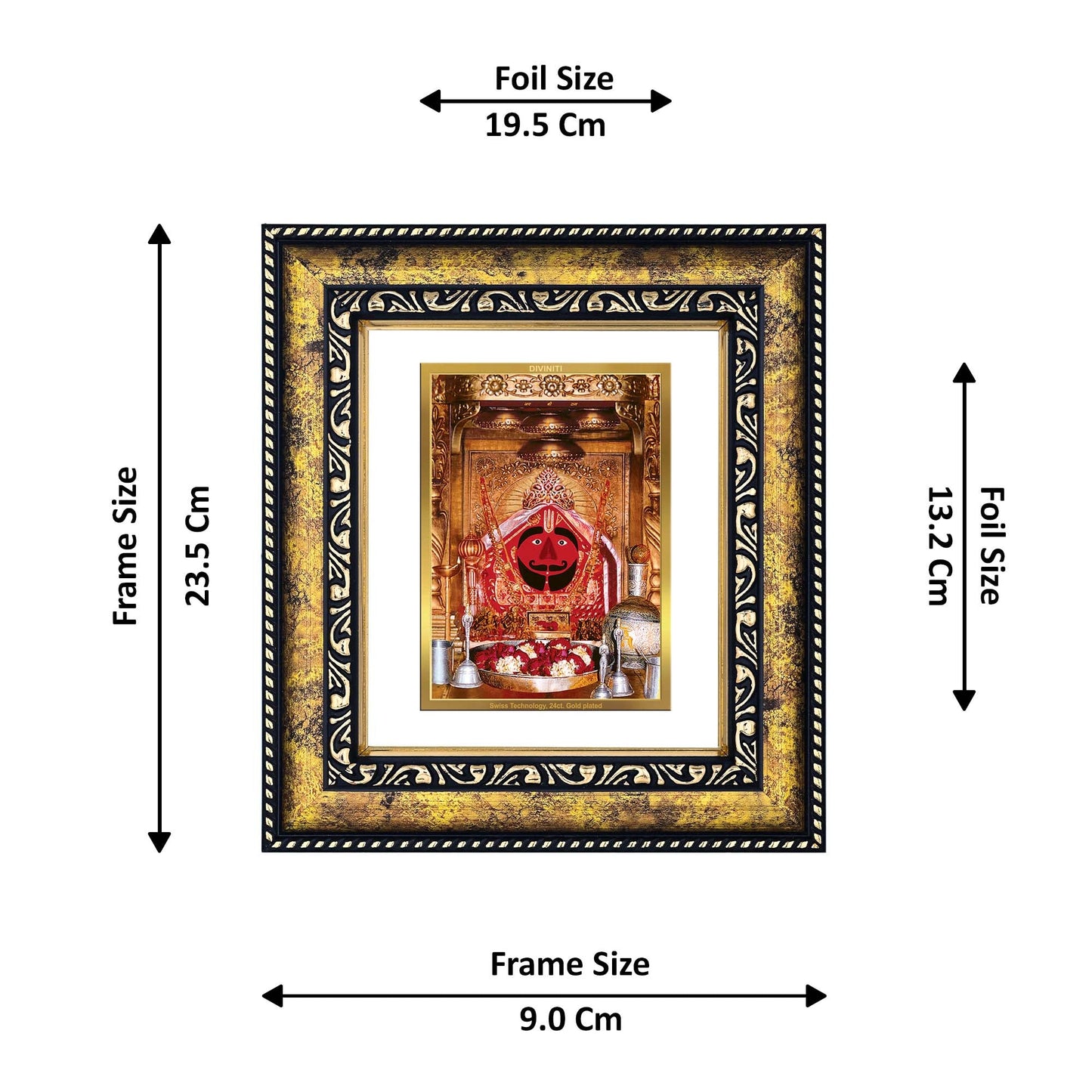 DIVINITI Salasar Balaji Gold Plated Wall Photo Frame, Table Decor| DG Frame 113 Size 2 and 24K Gold Plated Foil (23.5 CM X 19.5 CM)