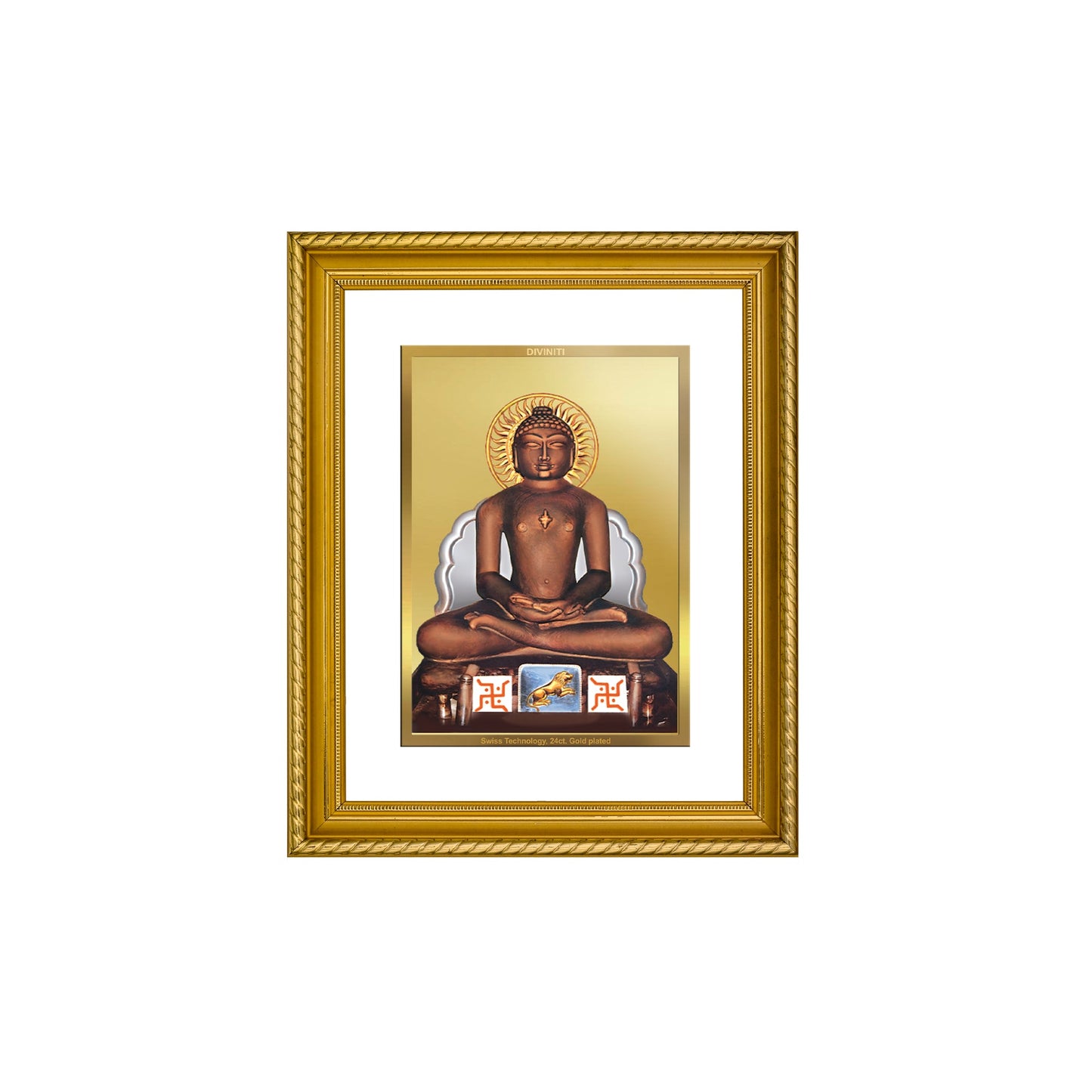 DIVINITI Mahavira Gold Plated Wall Photo Frame, Table Decor| DG Frame 056 Size 3 and 24K Gold Plated Foil (32.5 CM X 25.5 CM)