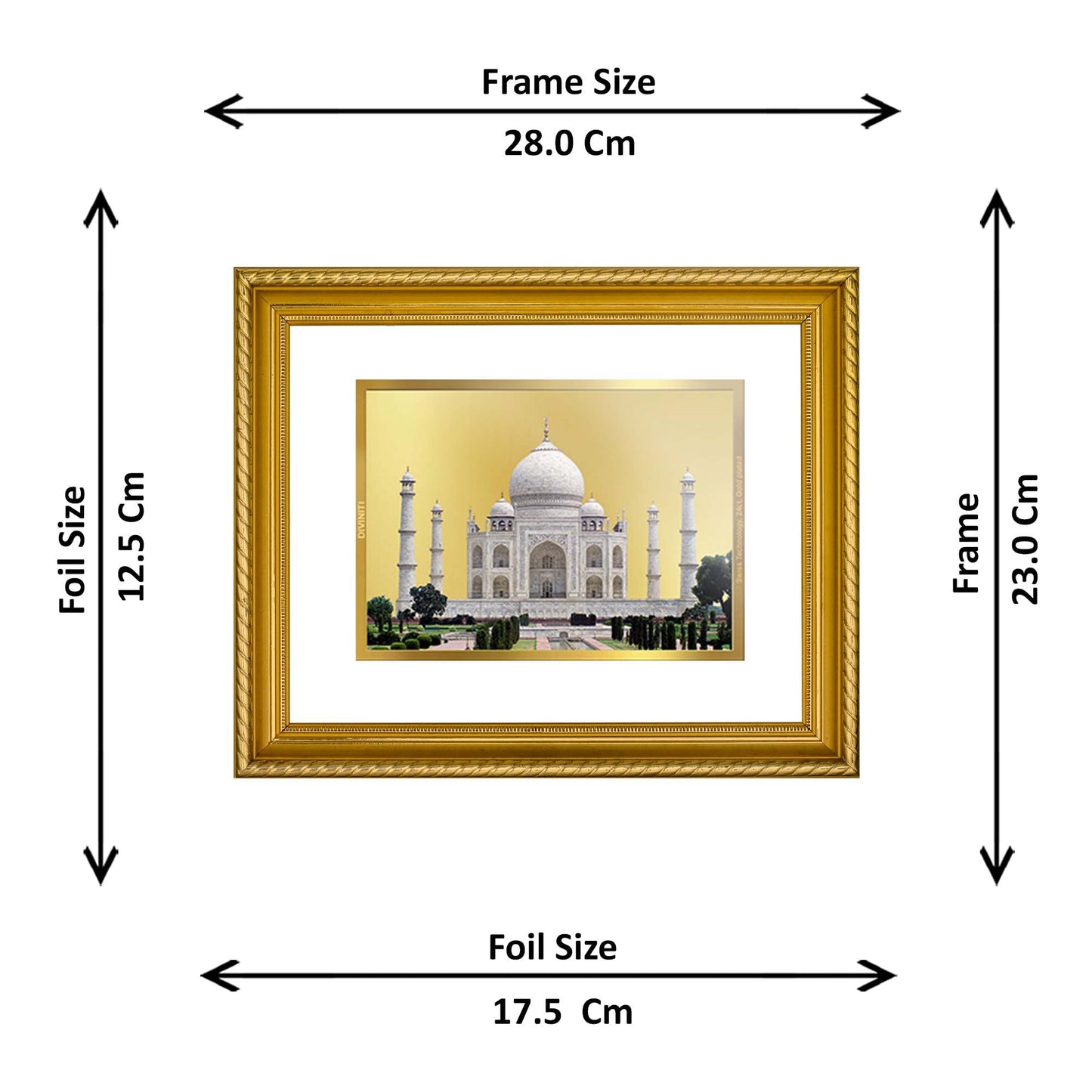 DIVINITI Taj Mahal Gold Plated Wall Photo Frame, Table Decor| DG Frame 056 Size 3 and 24K Gold Plated Foil (32.5 CM X 25.5 CM)