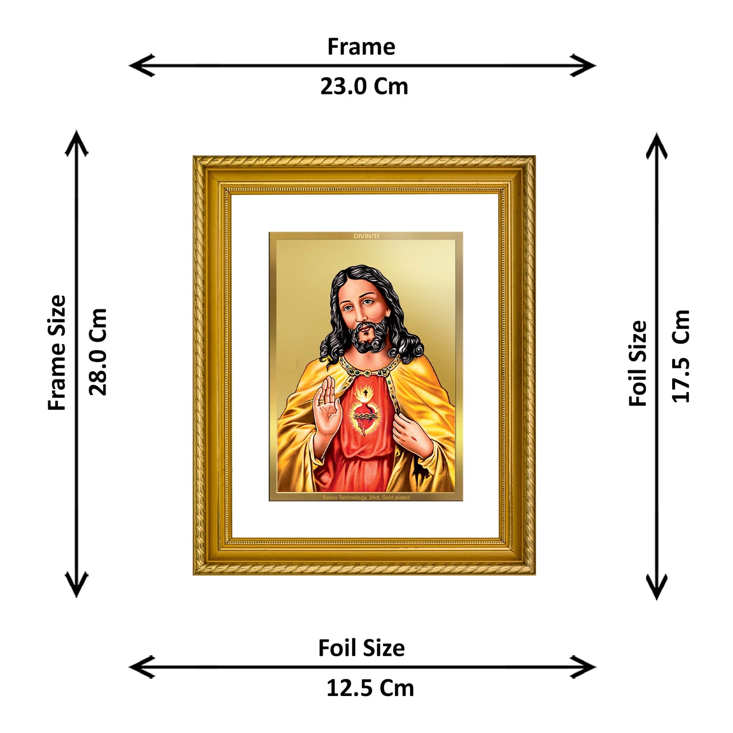 DIVINITI Jesus Gold Plated Wall Photo Frame, Table Decor| DG Frame 056 Size 2.5 and 24K Gold Plated Foil (28 CM X 23 CM)