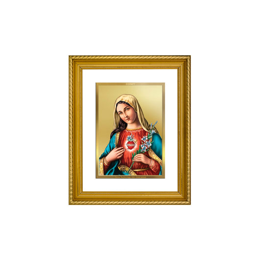 DIVINITI Mother Mary Gold Plated Wall Photo Frame, Table Decor| DG Frame 056 Size 2.5 and 24K Gold Plated Foil (28 CM X 23 CM)