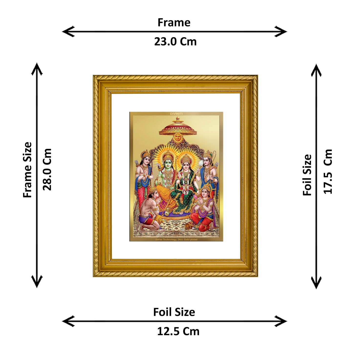 DIVINITI Ram Darbar Gold Plated Wall Photo Frame, Table Decor| DG Frame 056 Size 2.5 and 24K Gold Plated Foil (28 CM X 23 CM)