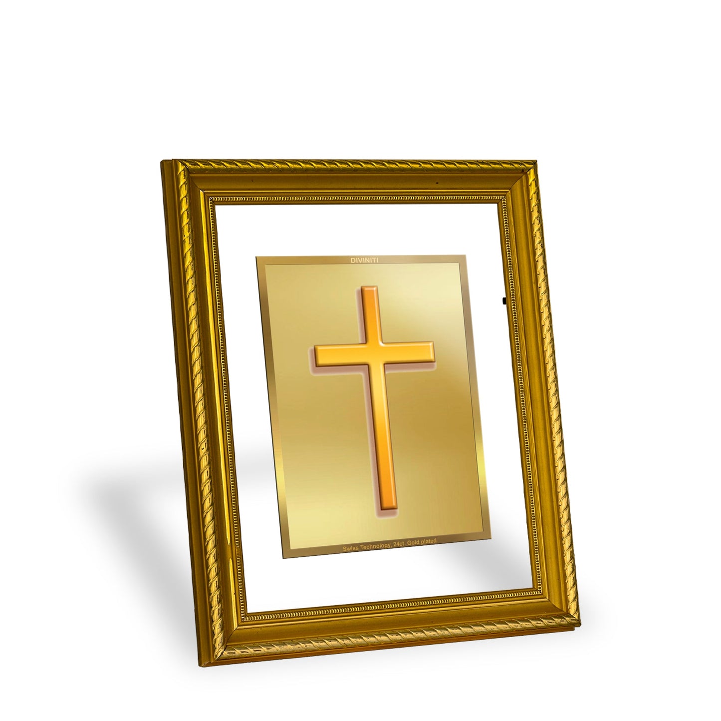 DIVINITI Holy Cross Gold Plated Wall Photo Frame, Table Decor| DG Frame 056 Size 2.5 and 24K Gold Plated Foil(28 CM X 23 CM)