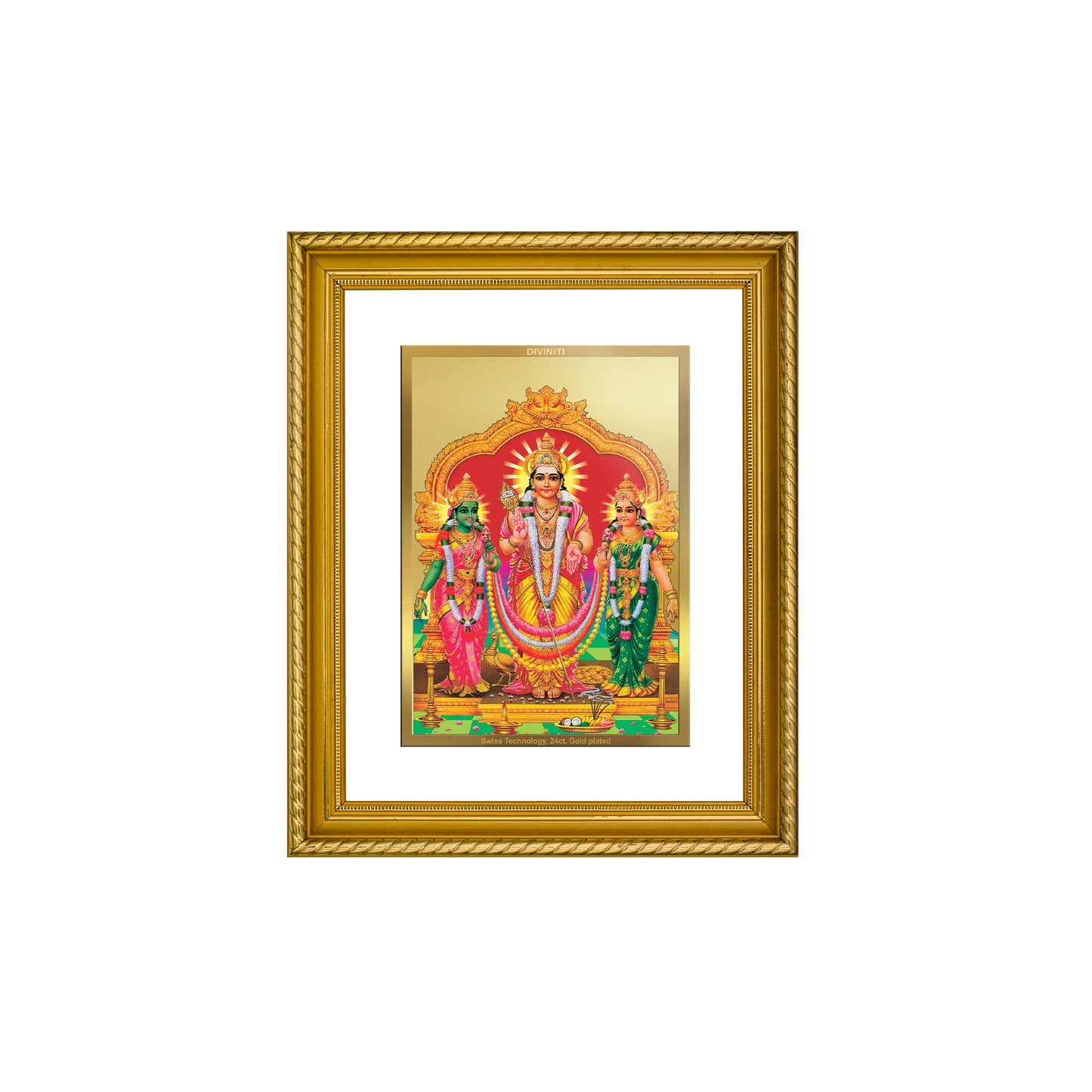 DIVINITI Murugan Valli Gold Plated Wall Photo Frame, Table Decor| DG Frame 056 Size 2.5 and 24K Gold Plated Foil (28 CM X 23 CM)